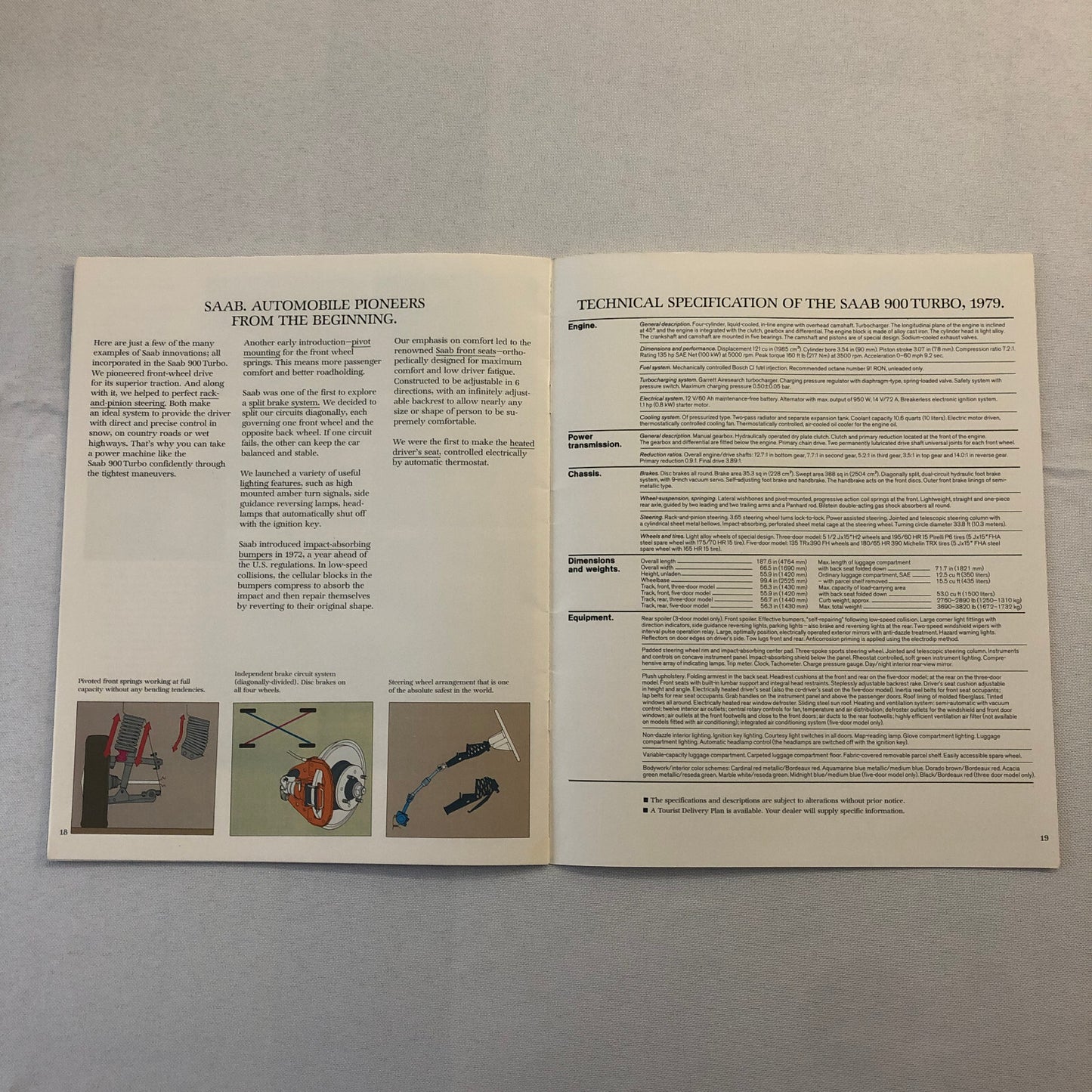 Saab 900 Turbo Sales Brochure Catalog Advertising Vintage Car Automobile