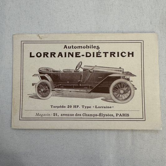 Automobiles Lorraine Dietrich Advertisement Ad Vintage Car Automobile Torpedo
