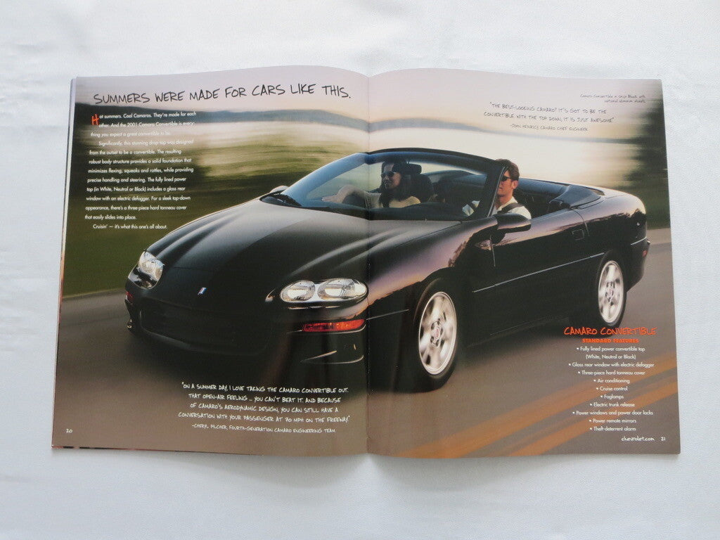 2001 Chevrolet Camaro Sales Brochure Catalog Z28 Coupe Convertible 
