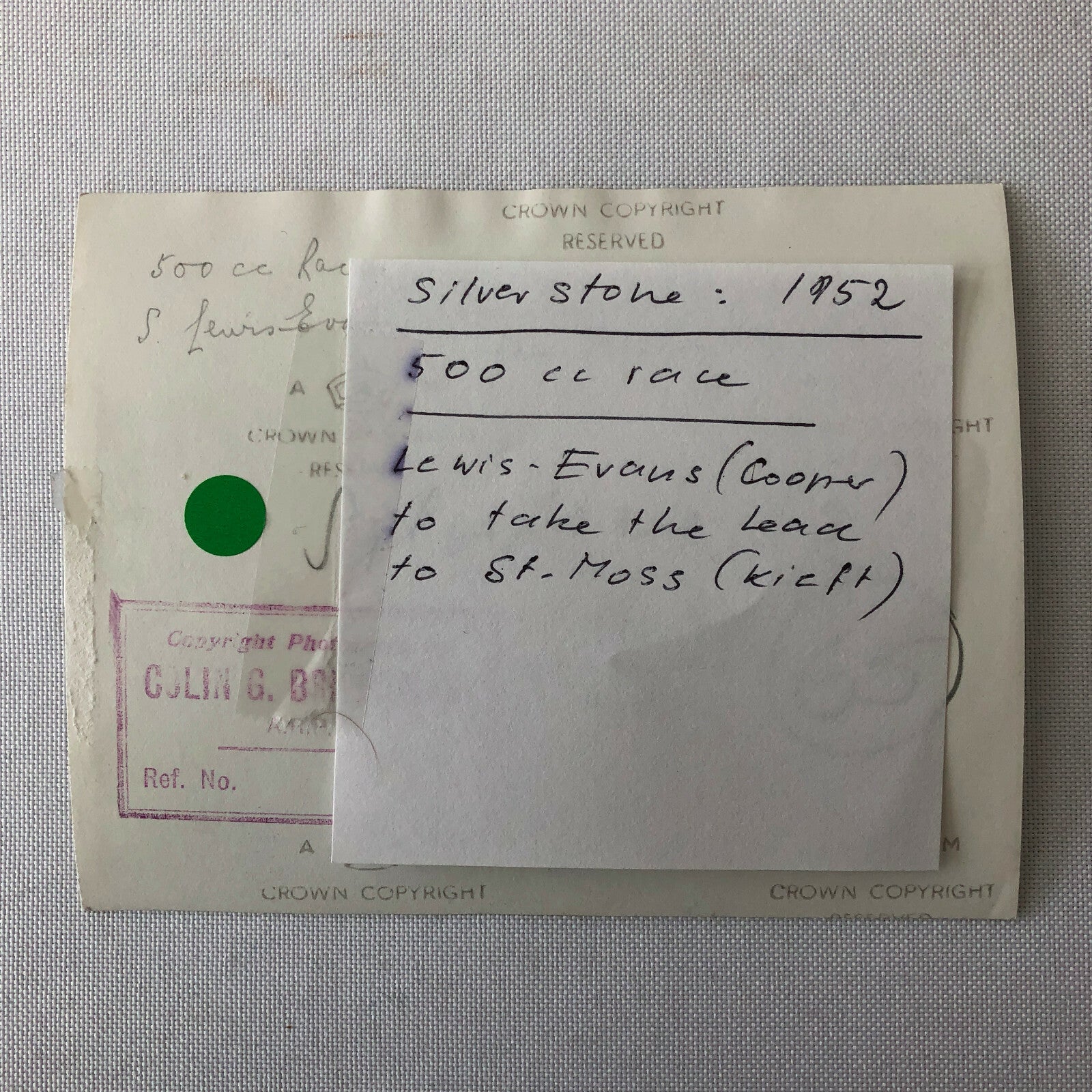 1952 Stirling Moss Racing Photo Photograph Silverstone Kieft Car with Cooper 