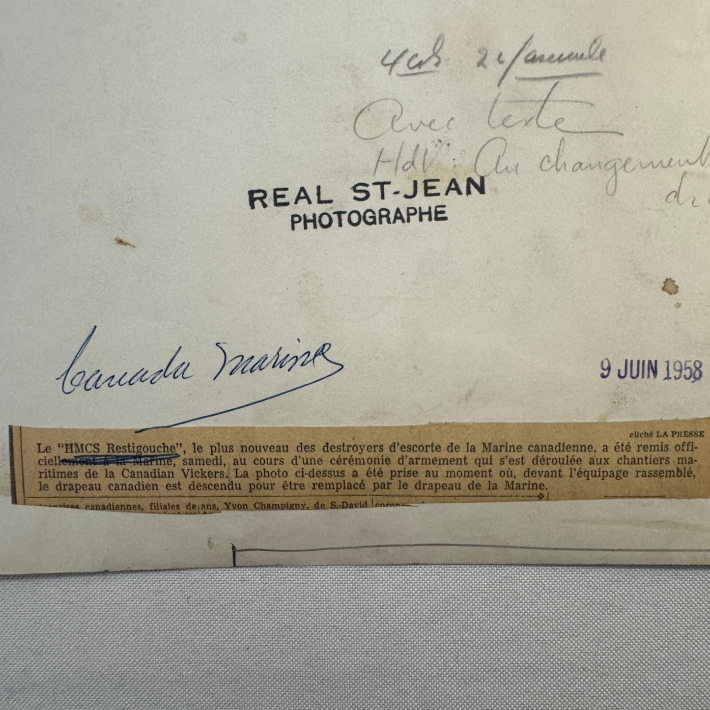 Royal Canadian Navy HMCS Restigouche Military Ship Boat Destroyer 1958 Crew