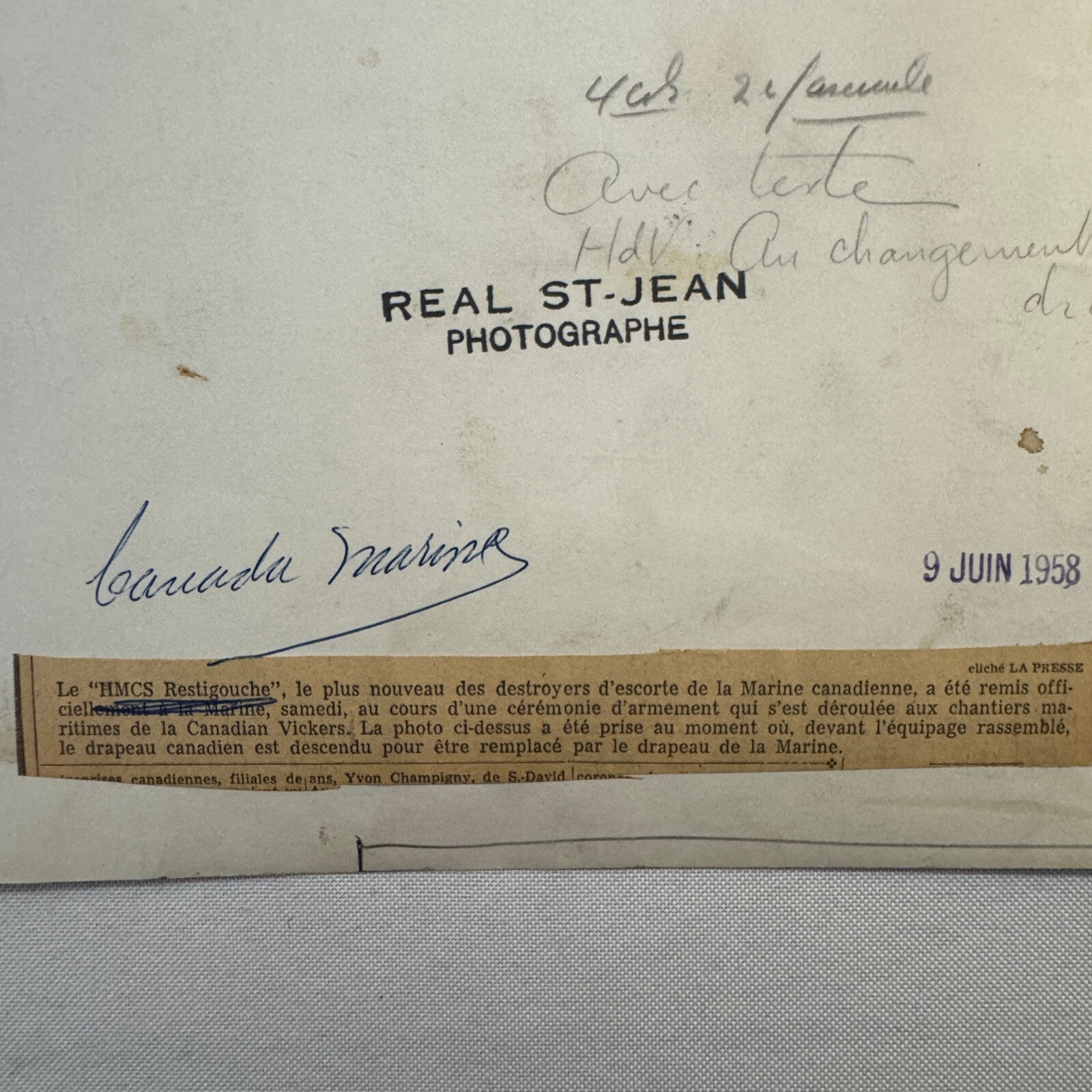 Royal Canadian Navy HMCS Restigouche Military Ship Boat Destroyer 1958 Crew