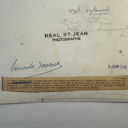 Royal Canadian Navy HMCS Restigouche Military Ship Boat Destroyer 1958 Crew