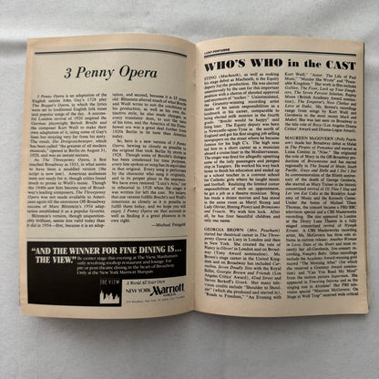 3 Penny Opera Cast Signed Playbill Autographed Sting Maureen McGovern 1989