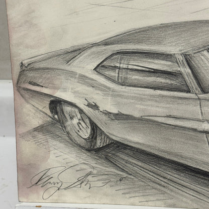 Chevrolet Camaro Vintage Car Illustration Drawing Sketch Original Art Signed