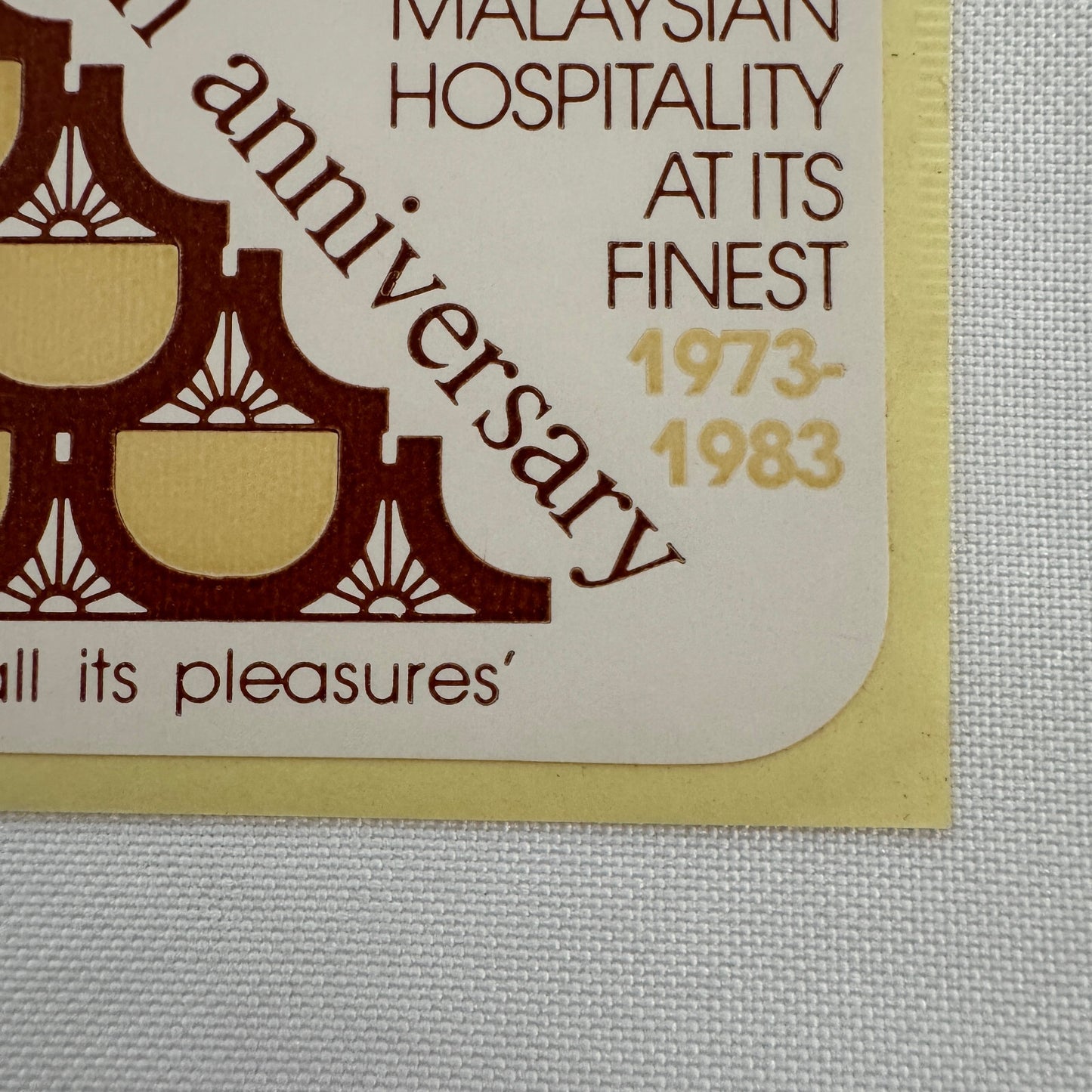 Vintage Travel Luggage Label Sticker Decal Rasa Sayang Hotel Malaysia 1983