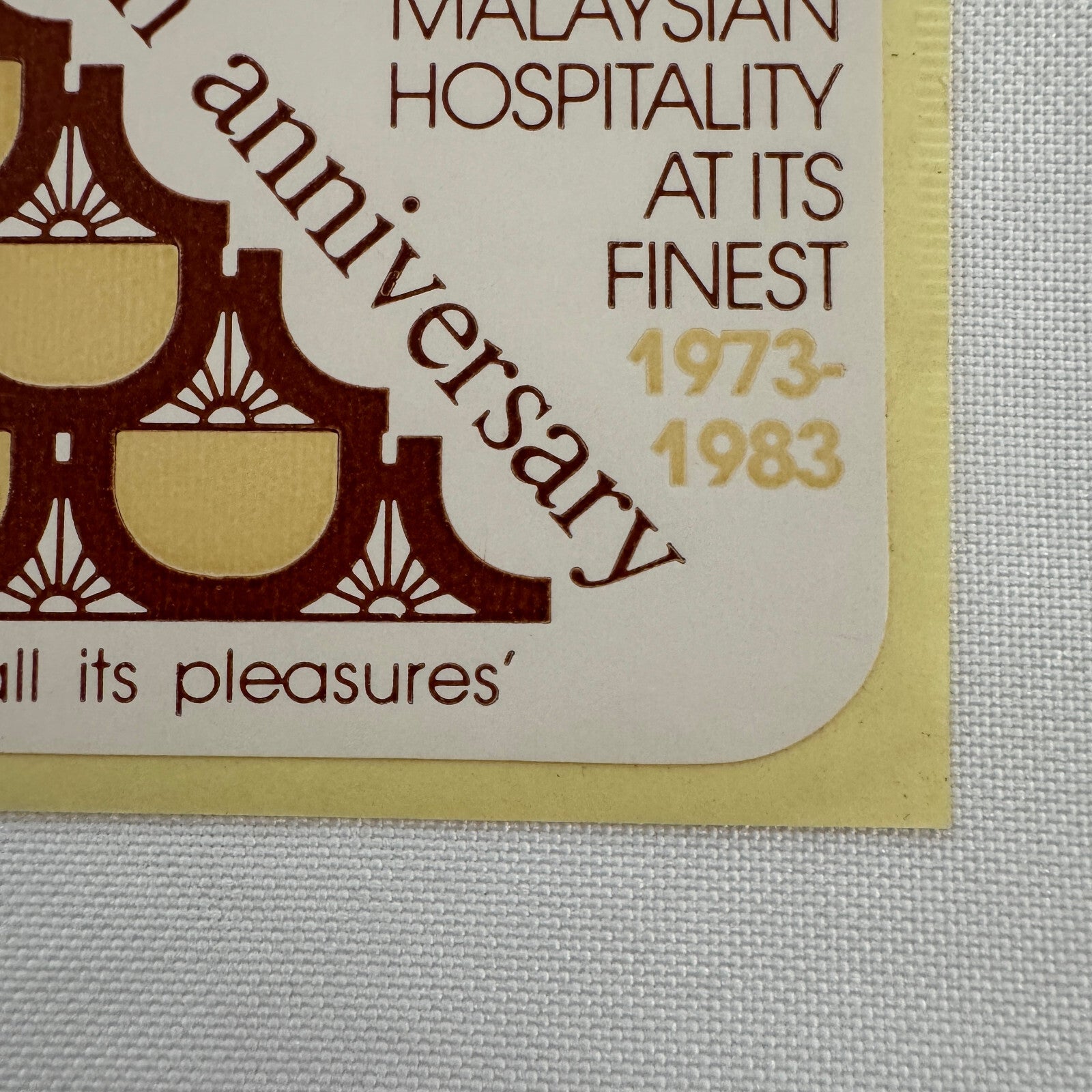 Vintage Travel Luggage Label Sticker Decal Rasa Sayang Hotel Malaysia 1983