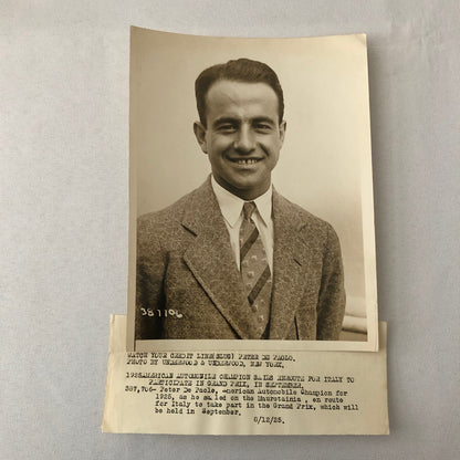 Press Photo 1925 Peter De Paolo Grand Prix Race in Italy Underwood & Underwood