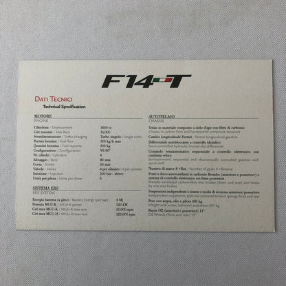 Ferrari F14-T Formula One Advertising Card Postcard Brochure F14 T F1 Car