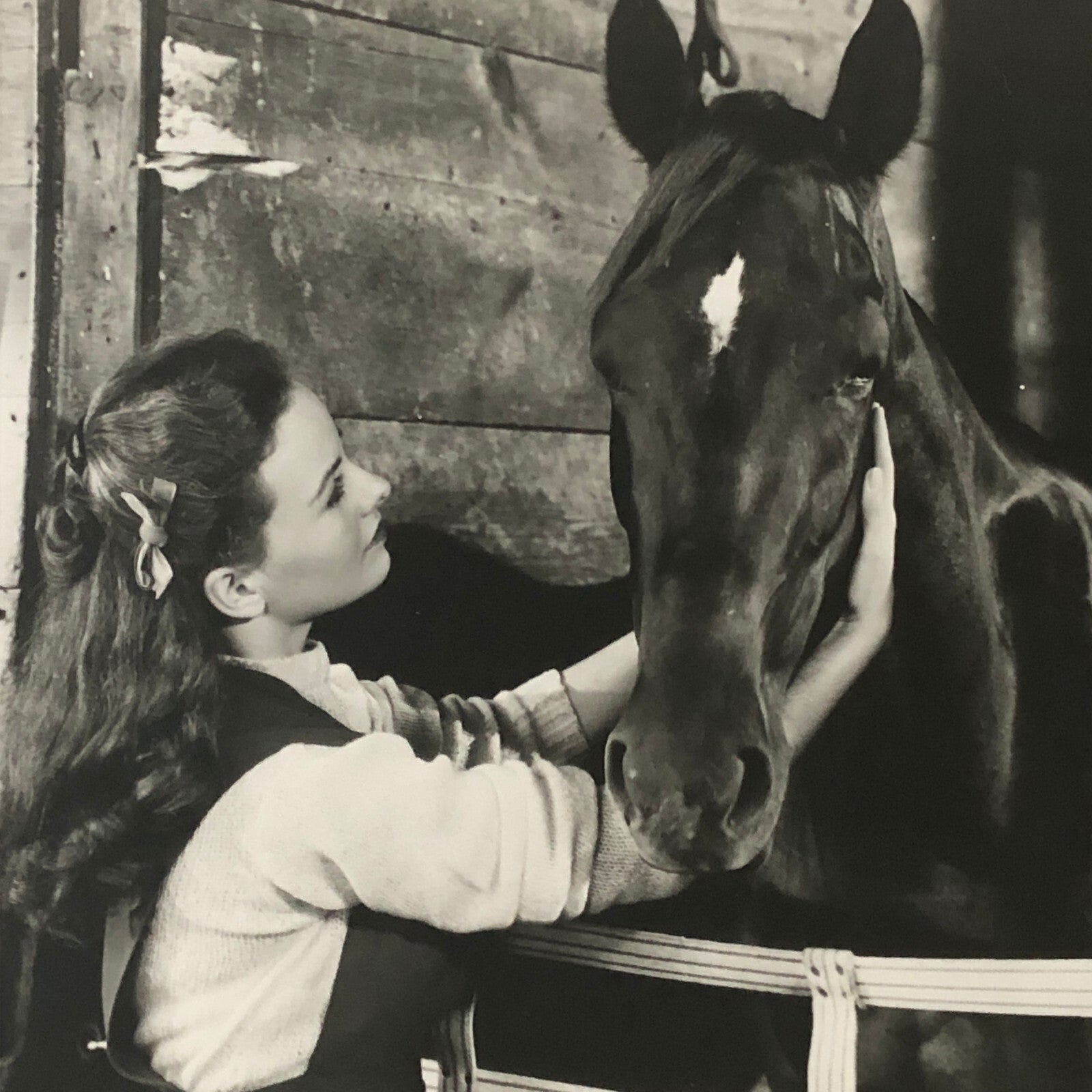 Vintage Movie Still Photo Photograph Jeanne Crain Home in Indiana with Horse