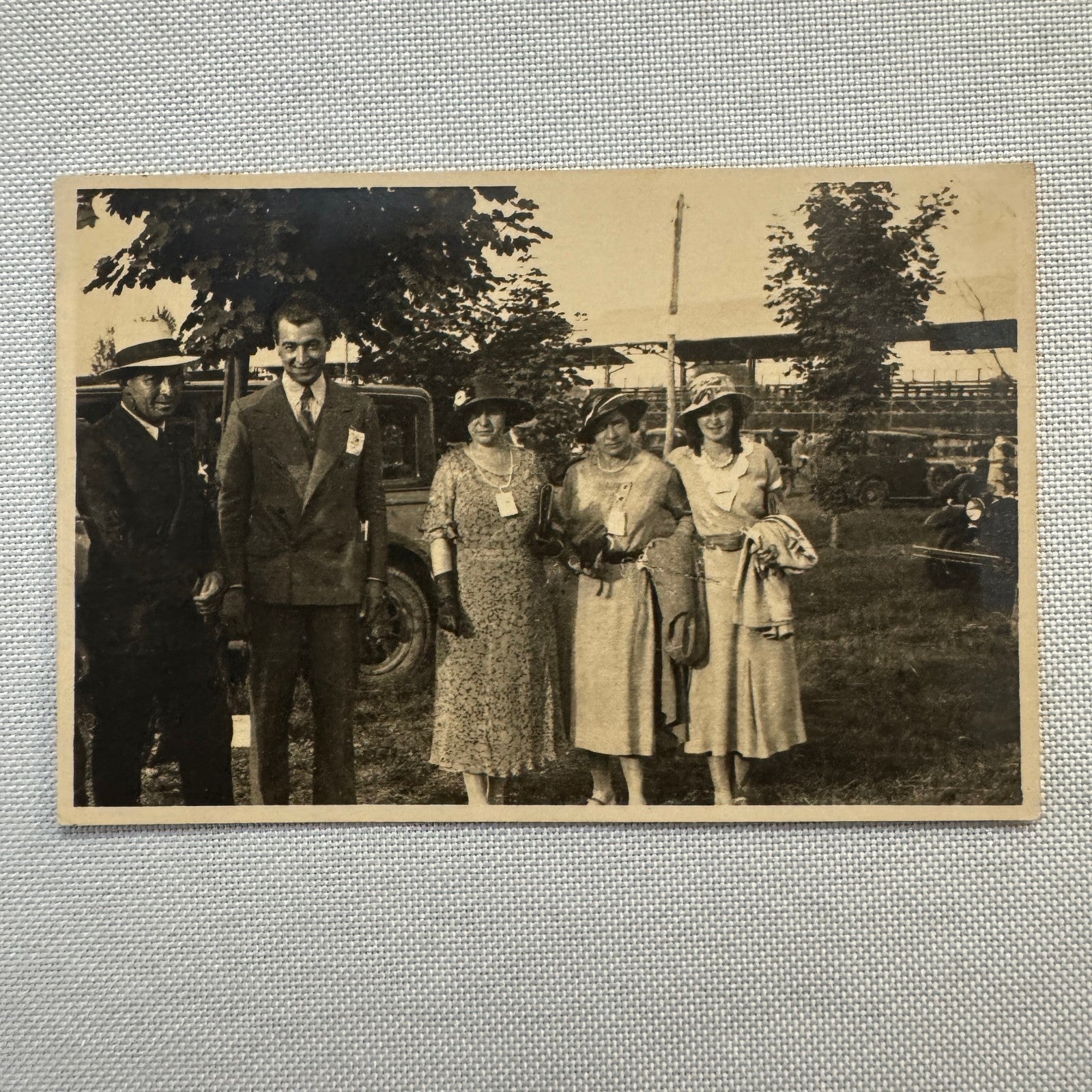 Vintage Photograph Photo Print Men Women Car Automobile 1932 European