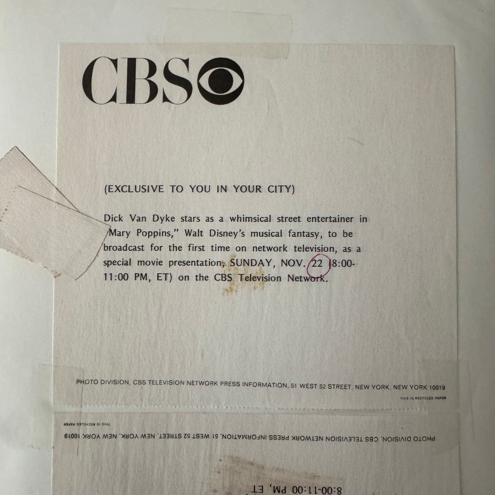 Dick Van Dyke Mary Poppins Vintage Movie Still Press Photo Photograph CBS TV