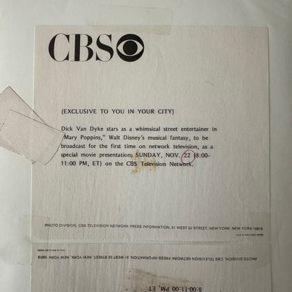 Dick Van Dyke Mary Poppins Vintage Movie Still Press Photo Photograph CBS TV