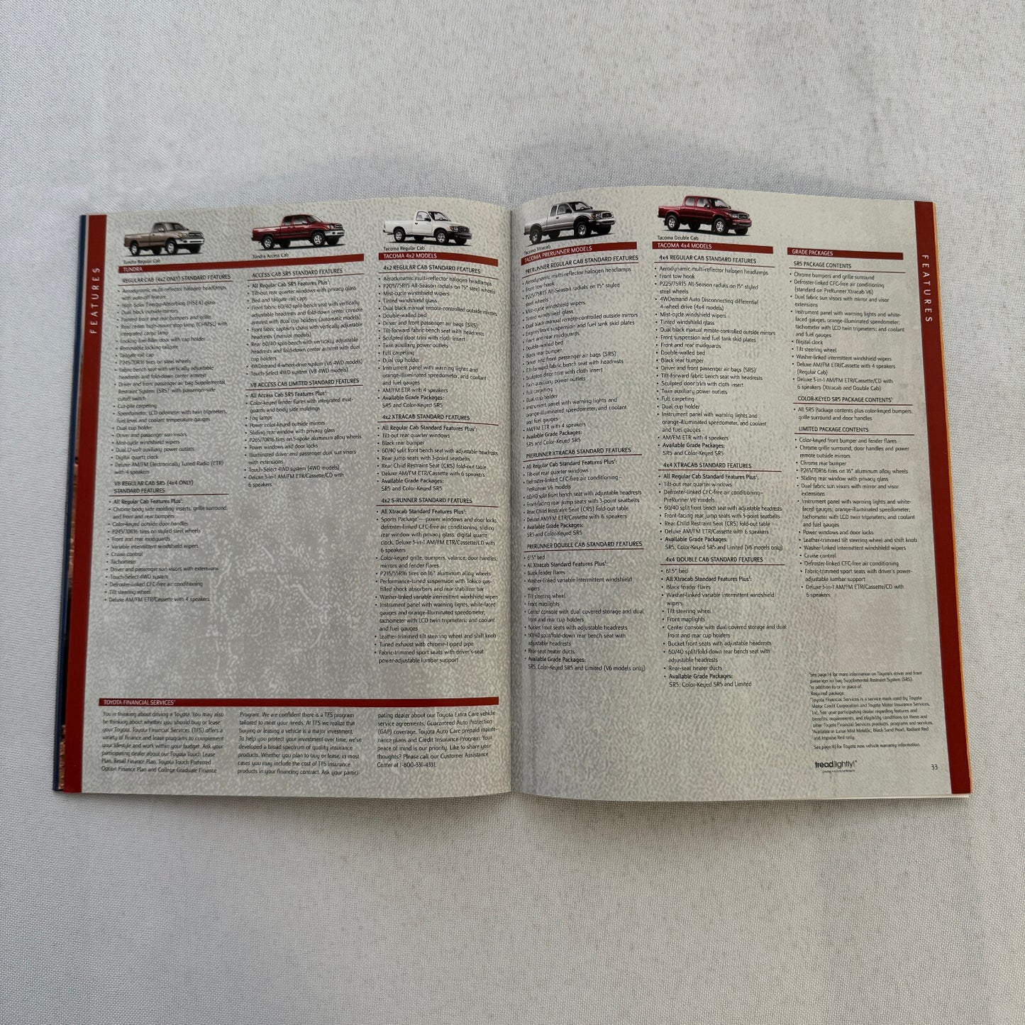 2001 Toyota Sales Brochure Catalog Tacoma Pickup Echo Celica MR2 Rav4 4Runner +