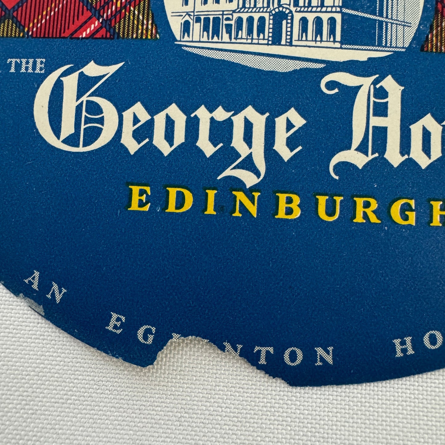 Vintage Travel Luggage Label The Geoge Hotel Edinburgh Scotland