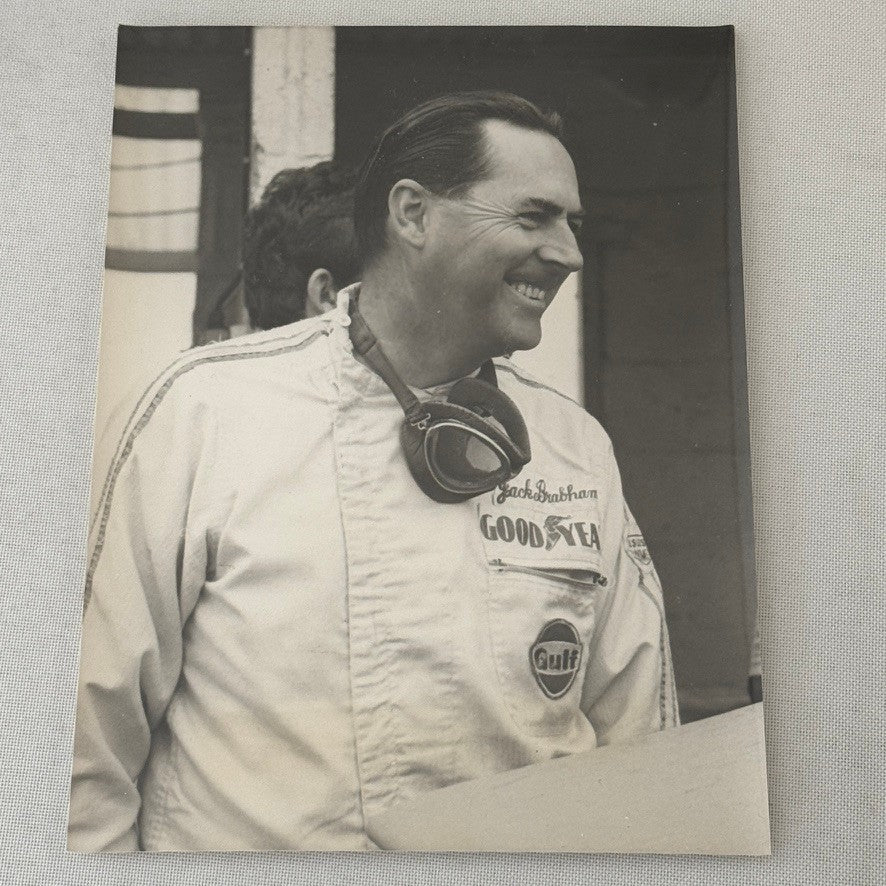 Vintage Racing Photo Photograph Jack Brabham Driver Gulf Racing Suit