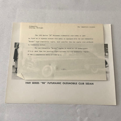 1949 Oldsmobile Series 98 Futuramic Club Factory Press Photo Photograph Print
