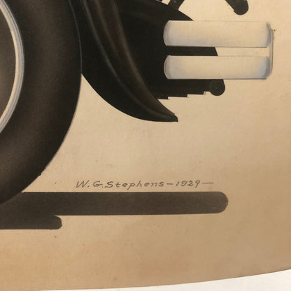Antique Automobile Car Illustration Art Signed and Dated 1929