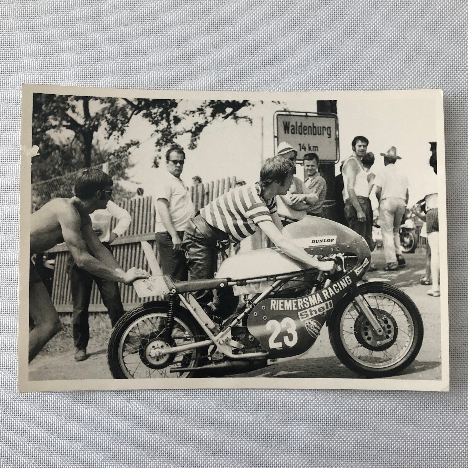 Vintage Motorcycle Racing Photo photograph Rider Theo Bult 1971 Yamsel Bike