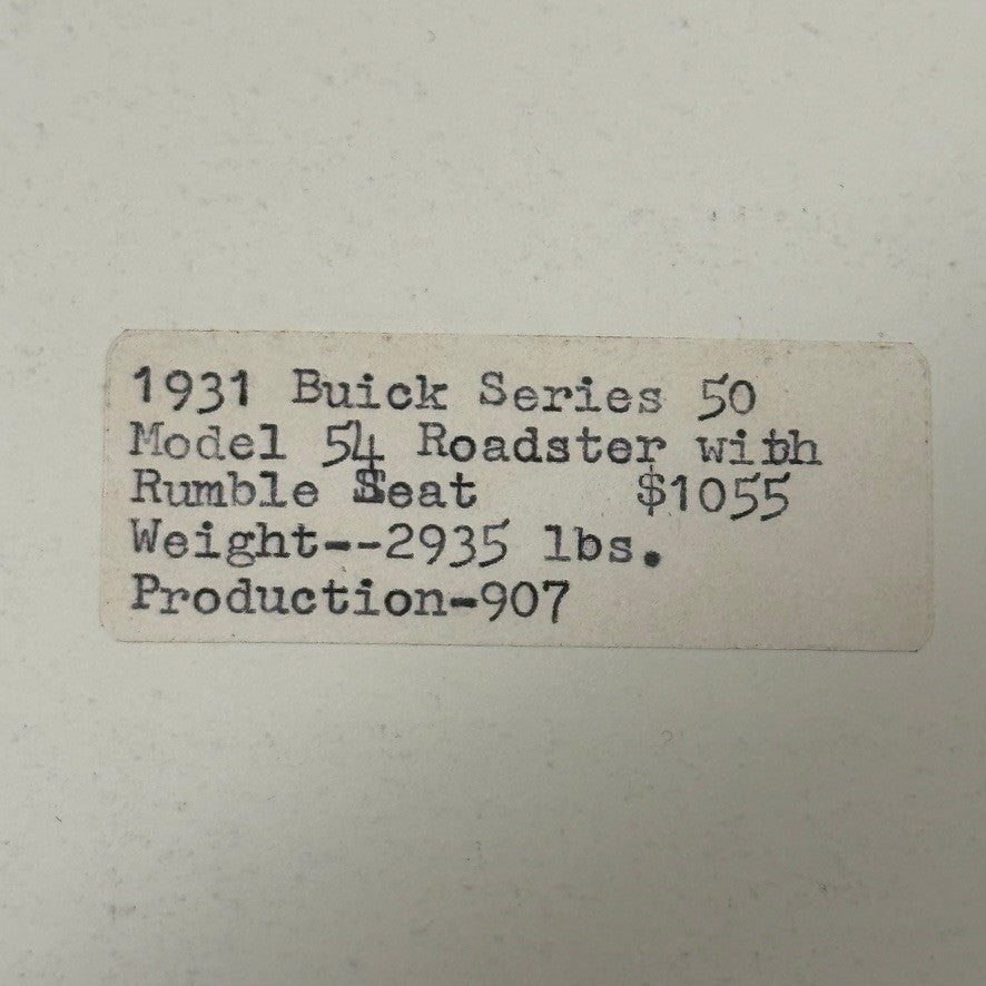 Vintage 1931 Buick Series 50 Model 54 Roadster Photo Photograph Modern Print