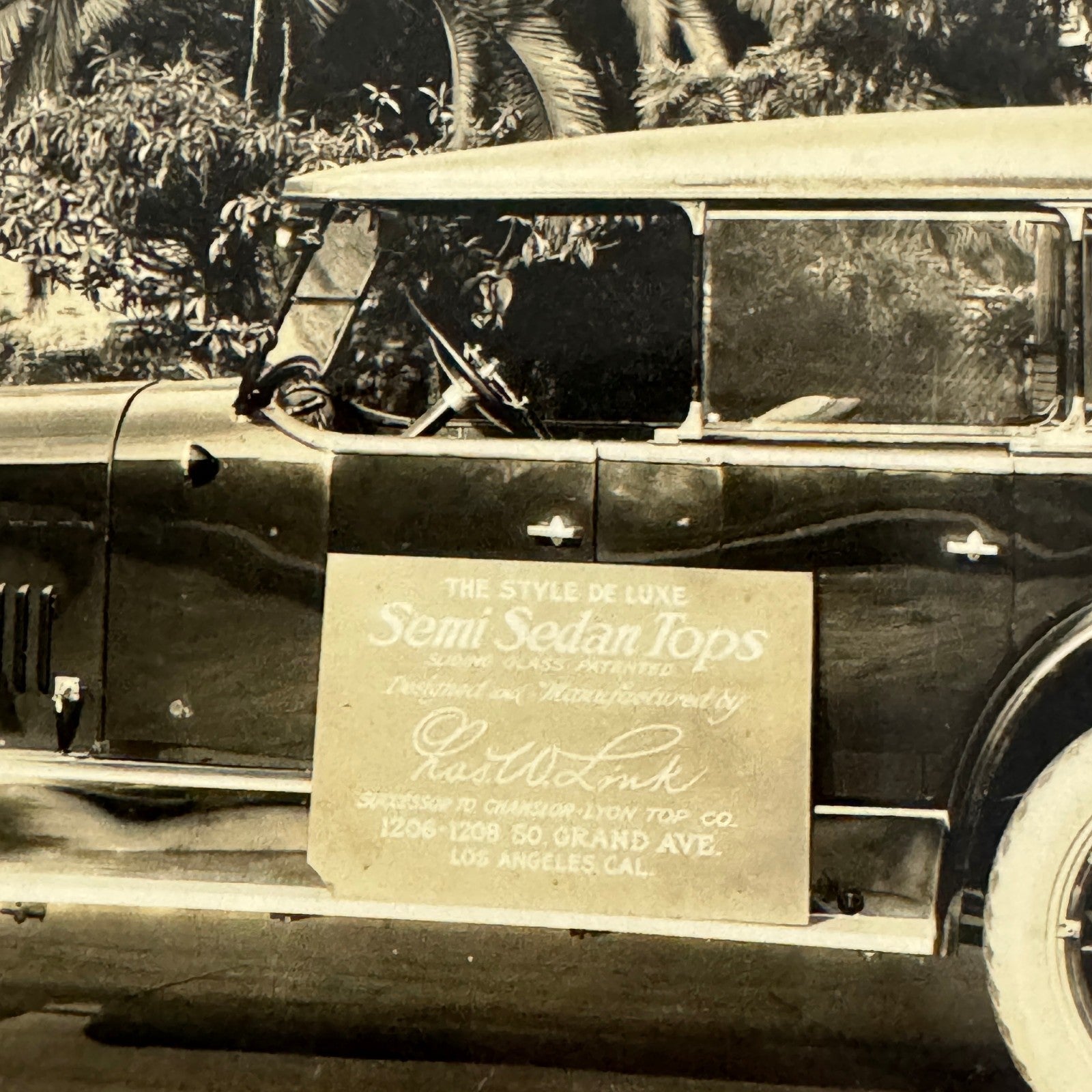 Charles W Link Vintage Automobile Car Sedan Top Real Photo Postcard RPPC Antique