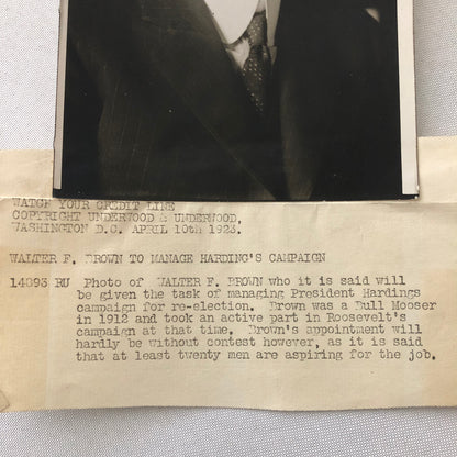 Press Photo Photograph President Warren G Harding Campaign Manager 1923