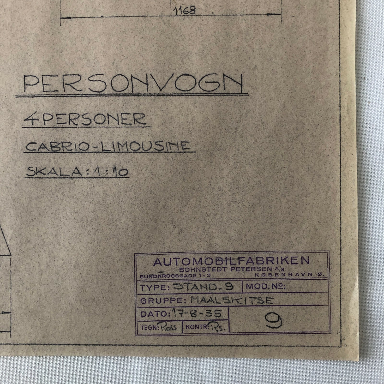 1935 Coachbuilder Car Design Blueprint Rendering Blue Print Cabrio Limousine 