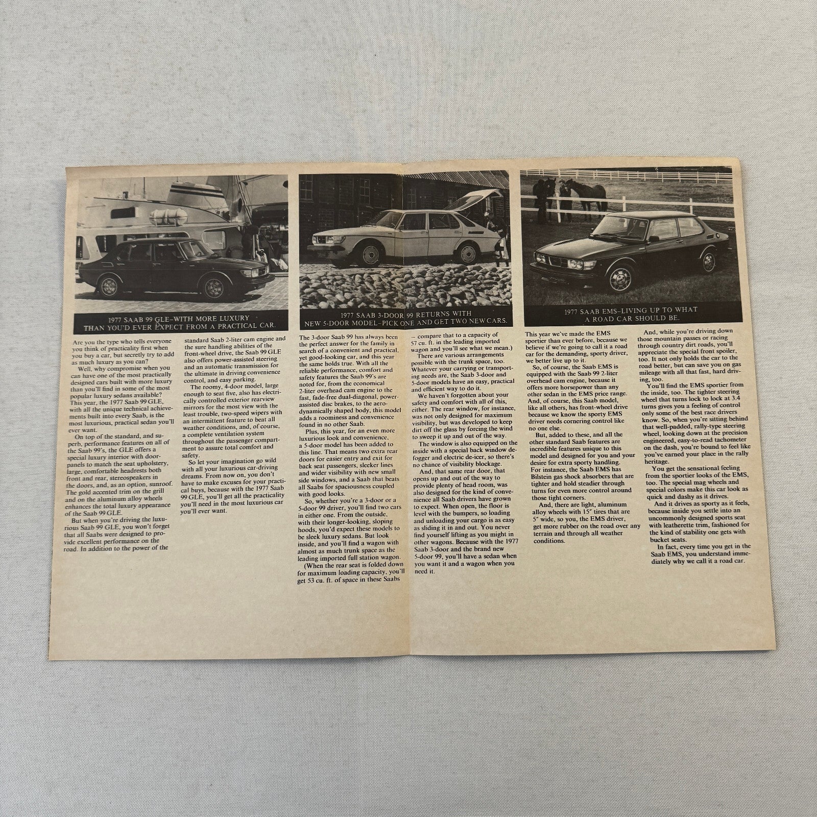 1977 Saab EMS Poster Sales Brochure Catalog Saab 99 GLE 99