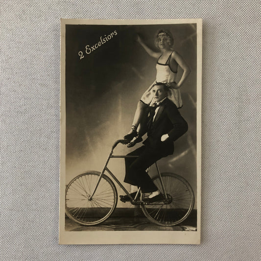 Circus Performer Real photo Postcard Post Card RPPC Bicycle Act 2 Excelsiors