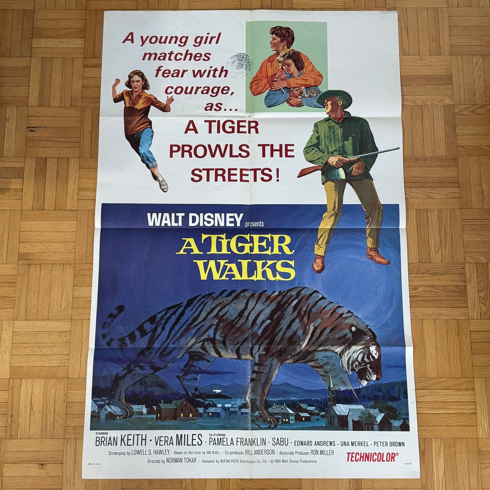 Vintage Disney Movie Poster A Tiger Walks 1964 Walt Disney Film