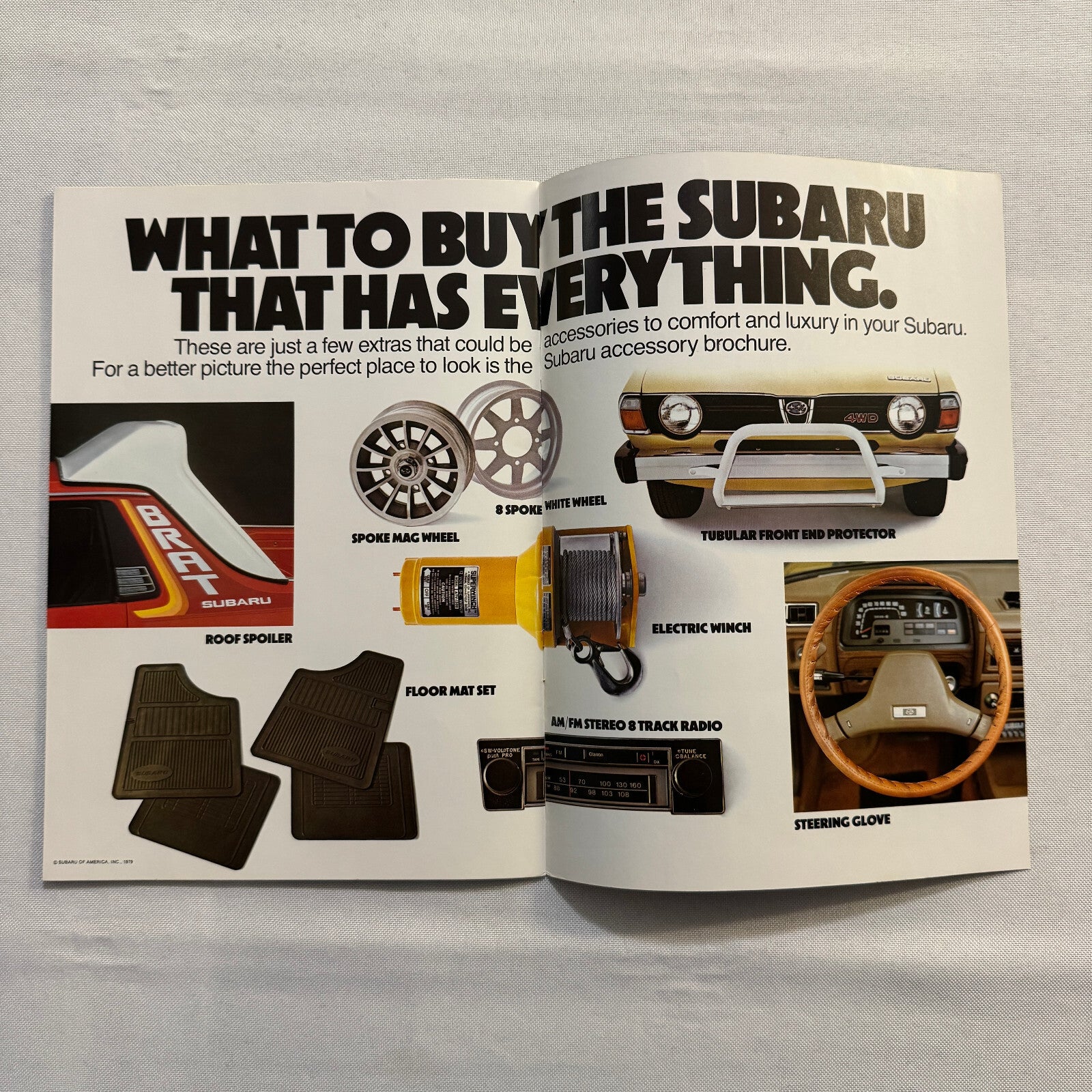 Vintage Subaru Car Sales Brochure Catalog Brat DL GF Coupe Sedan Station Wagon