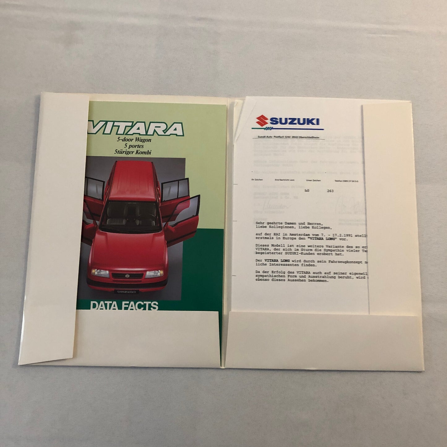 Suzuki Vitara 5-Door Wagon Press Kit Brochure Catalog 1991