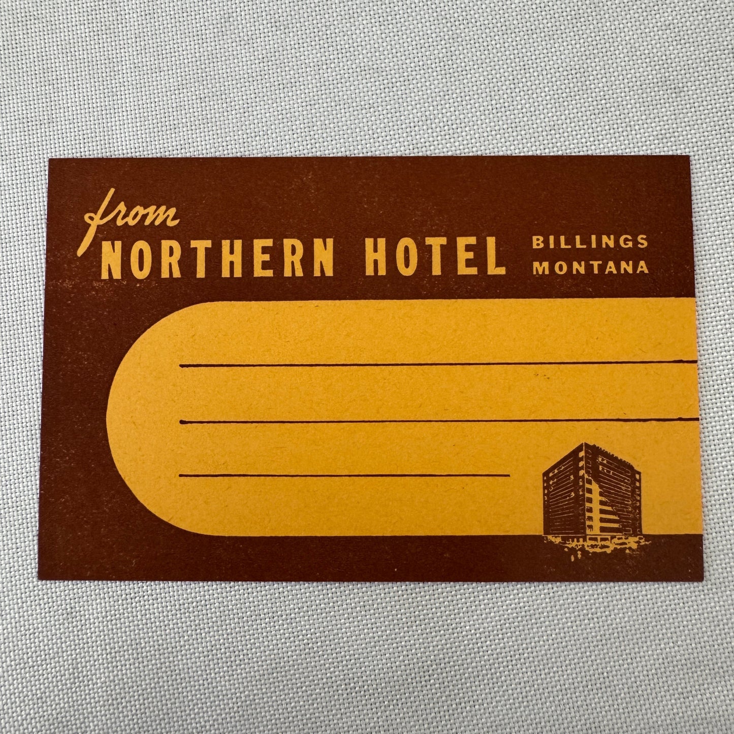 Vintage Hotel Travel Luggage Label Northern Hotel Billings Montana MT