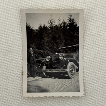 Vintage Photograph Photo Antique Man with Early Car Automobile