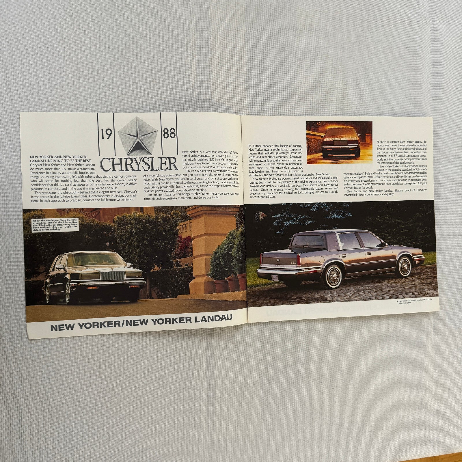 1988 Chrysler New Yorker Car Sales Brochure Catalog Advertising Landau