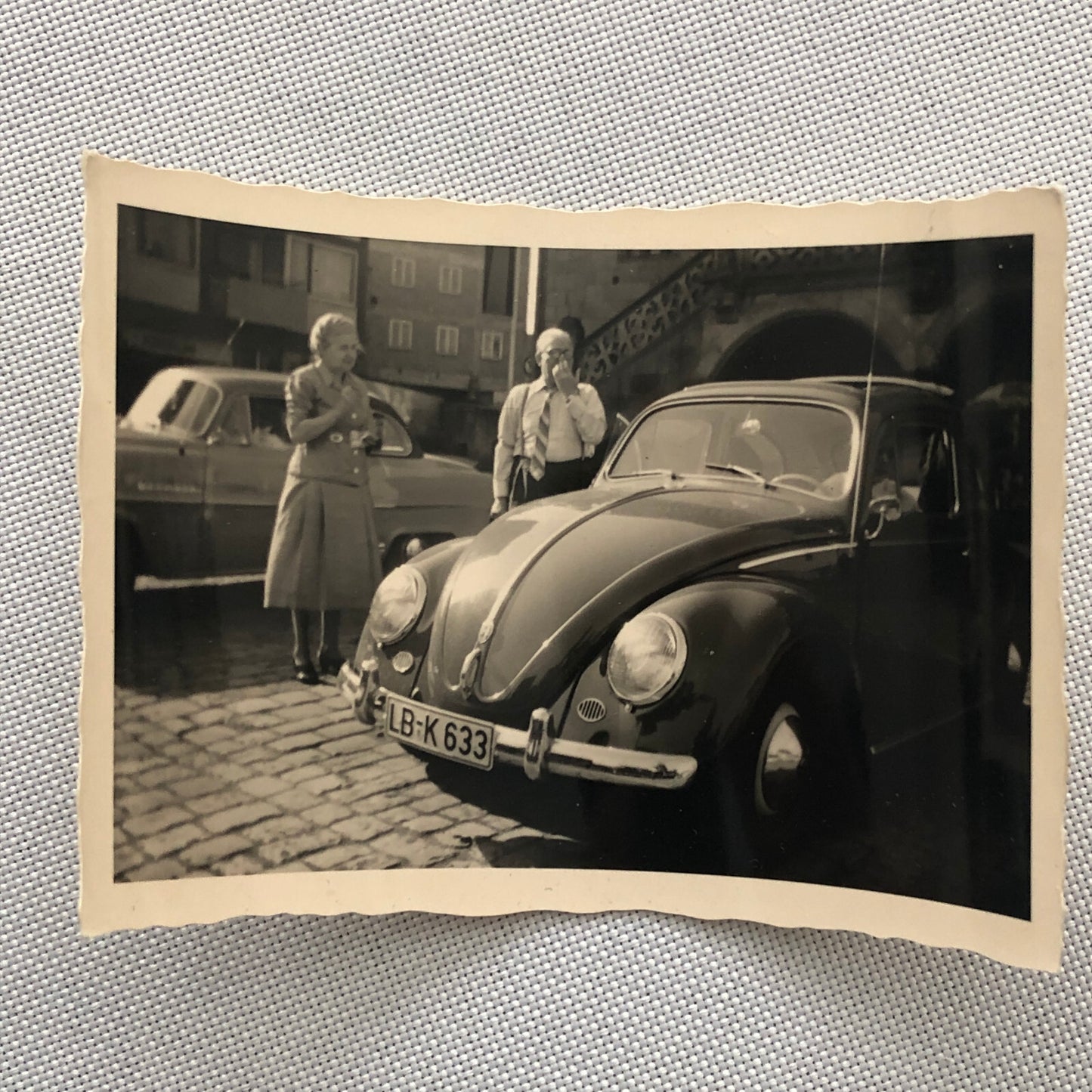Vintage Photo Photograph Snapshot People with VW Volkswagen Beetle Bug