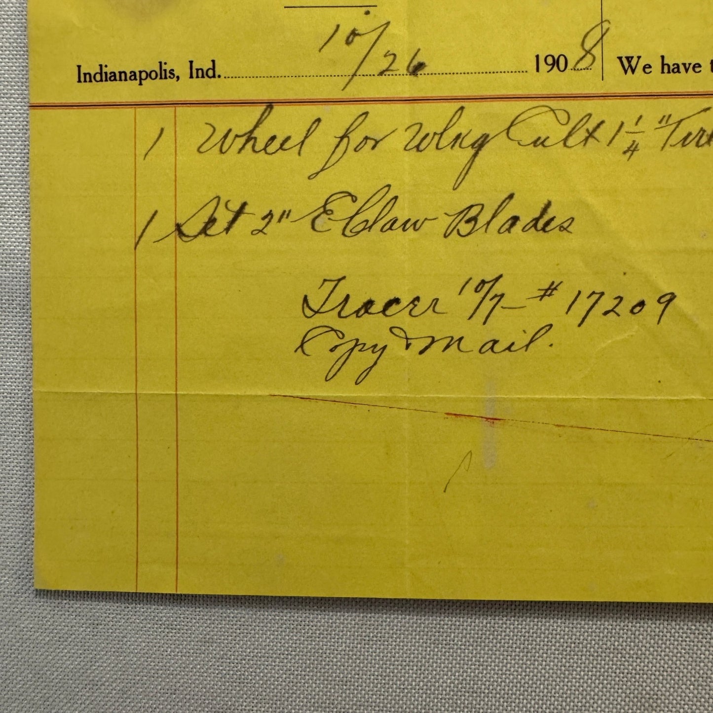 1908 John Deere Plow Company Antique Document Receipt Invoice Farm Equipment