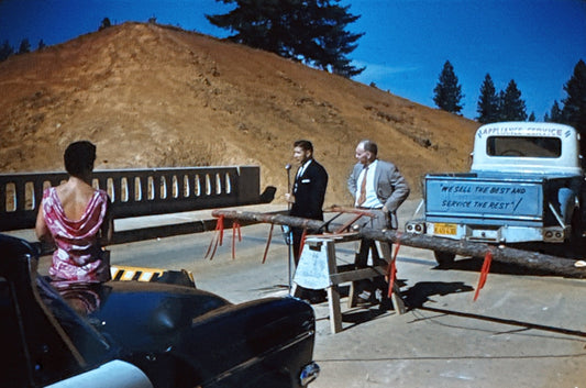 35mm Slide Vintage Image California Highway Opening Ceremony Car Truck