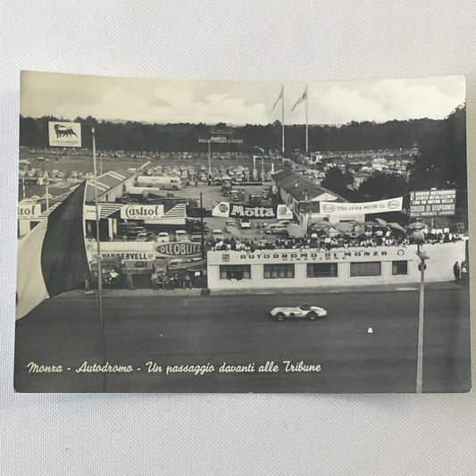Vintage Photo Postcard Post Card Mercedes Benz Car at Monza Juan Manuel Fangio 