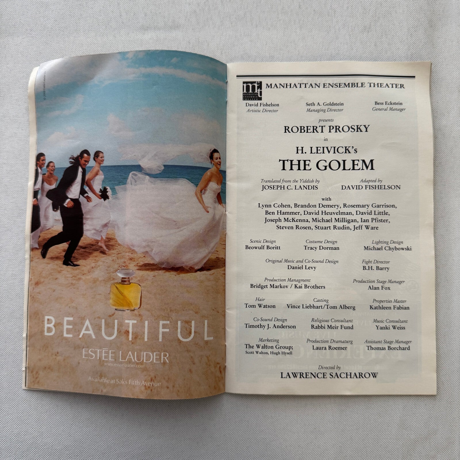The Golem Cast Signed Playbill Program Robert Prosky Joseph McKenna David Little