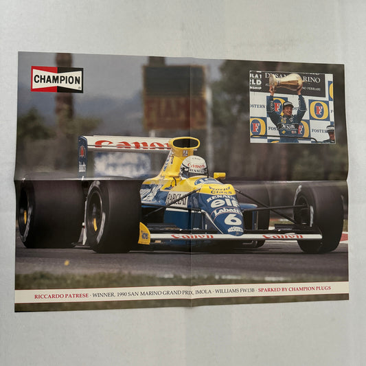 Ricardo Patrese Williams Renault FW13B F1 Formula One Car Racing Poster Champion