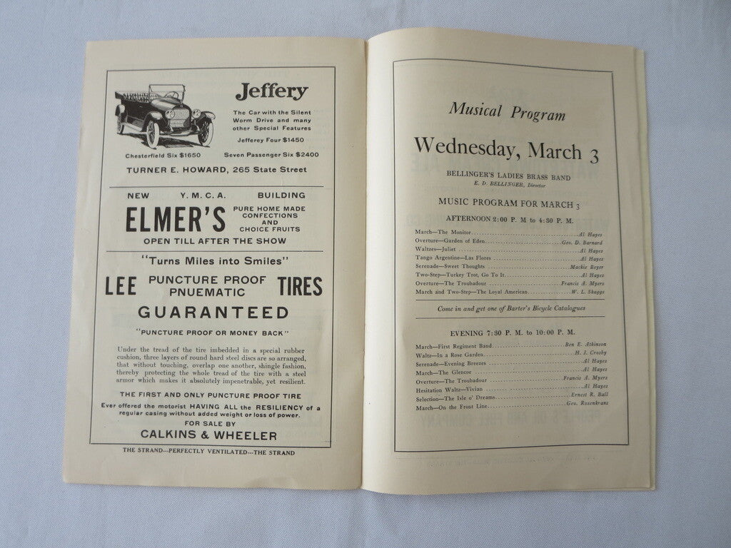 1915 Watertown New York Auto Show Program - Metz Indian Motorcycle Cadillac +