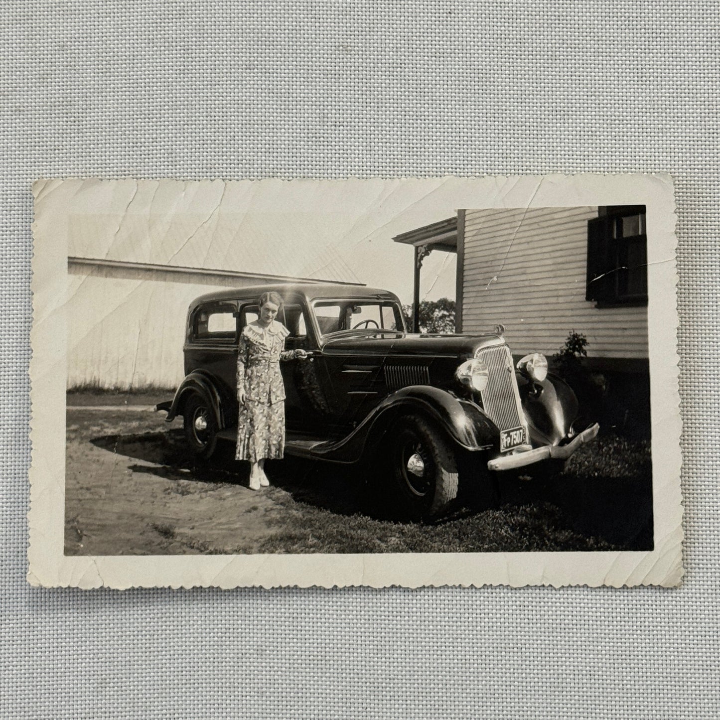 Vintage Car Automobile Snapshot Photo Photograph Woman with Car DS24 Quebec
