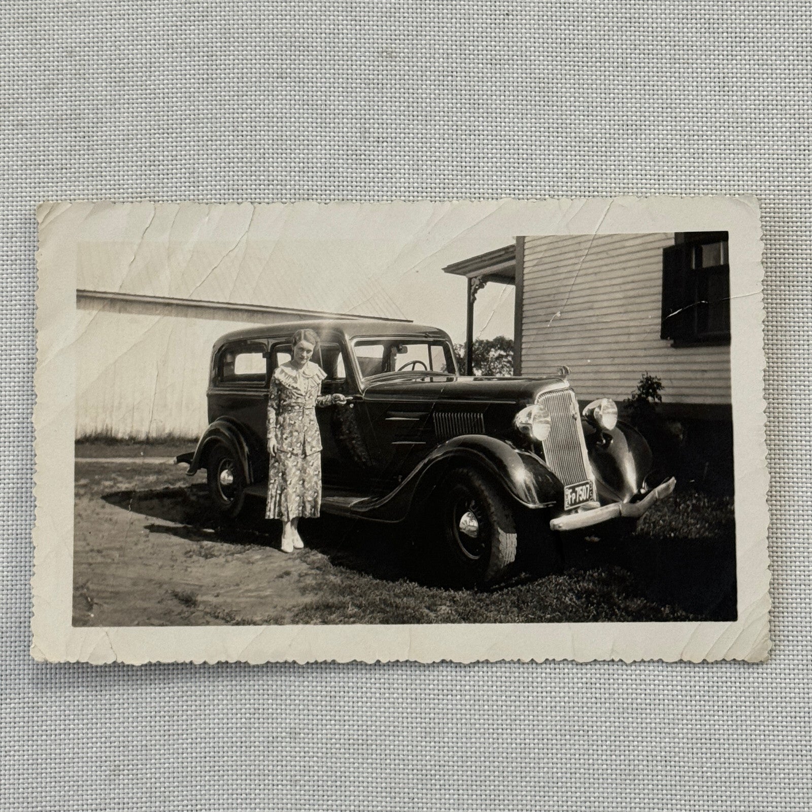 Vintage Car Automobile Snapshot Photo Photograph Woman with Car DS24 Quebec