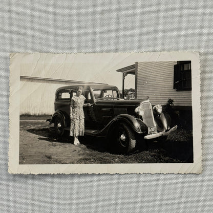 Vintage Car Automobile Snapshot Photo Photograph Woman with Car DS24 Quebec