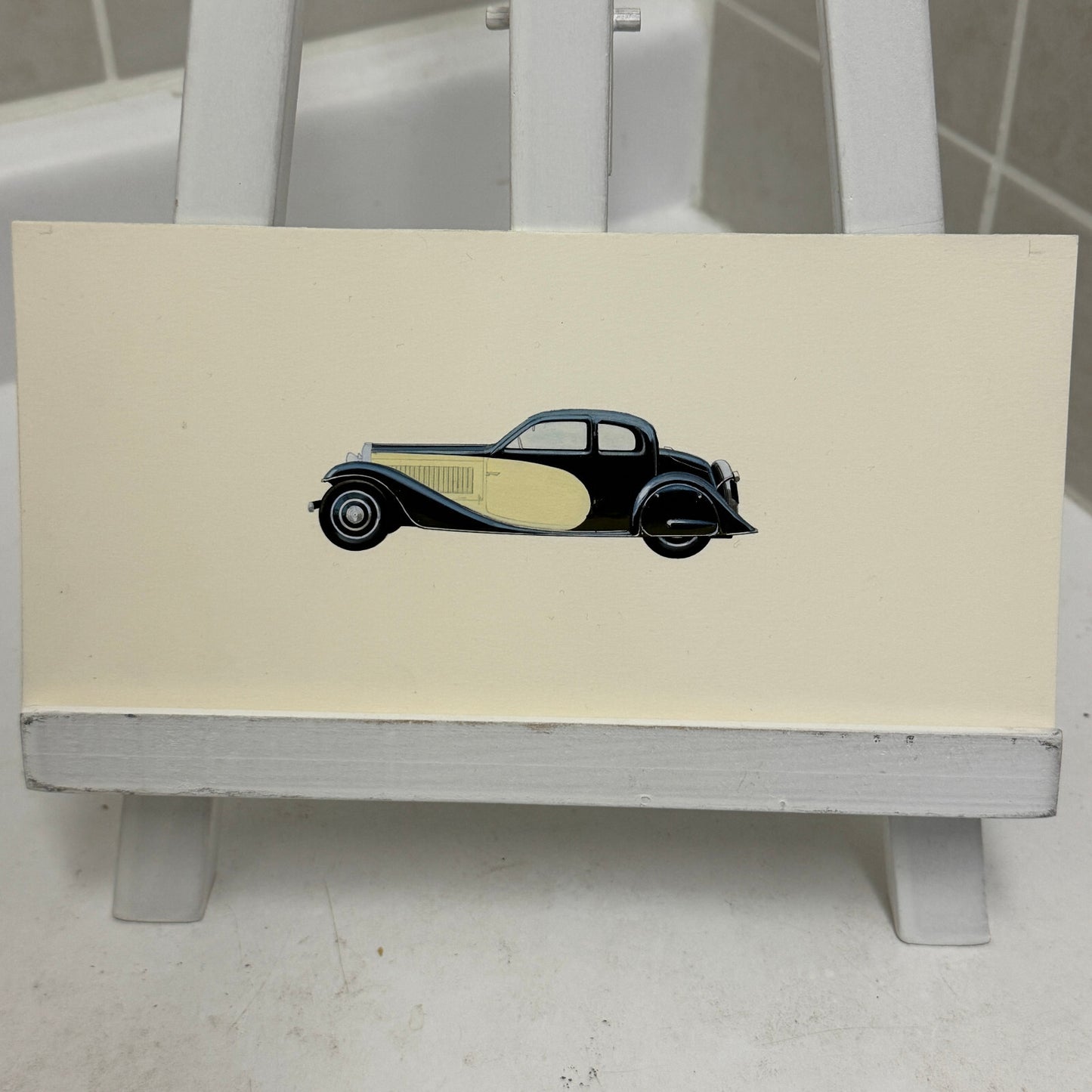 Bugatti Car Illustration Art Drawing Hand Drawn Vintage Miniature Detailed