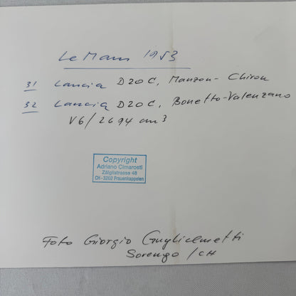 1953 LeMans Racing Photo Photograph Lancia D20C Cars Louis Chiron MODERN Print