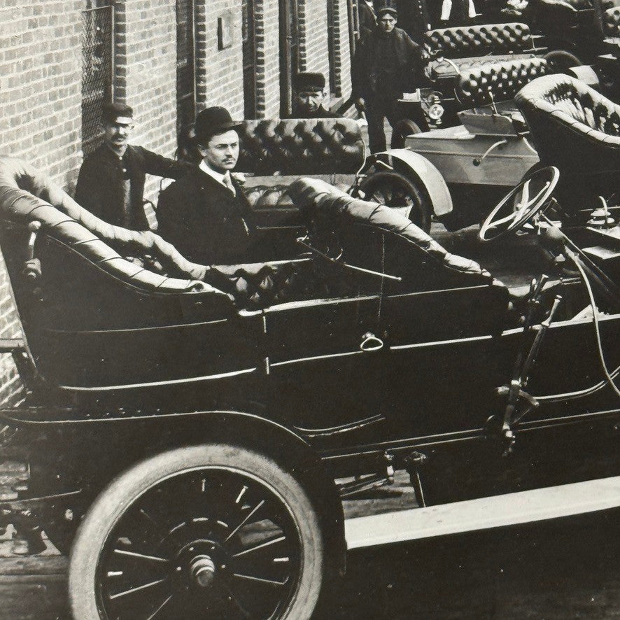 1906 Oldsmobile Car Photo Photograph Print Vintage Factory Plant Boxcar Train GM