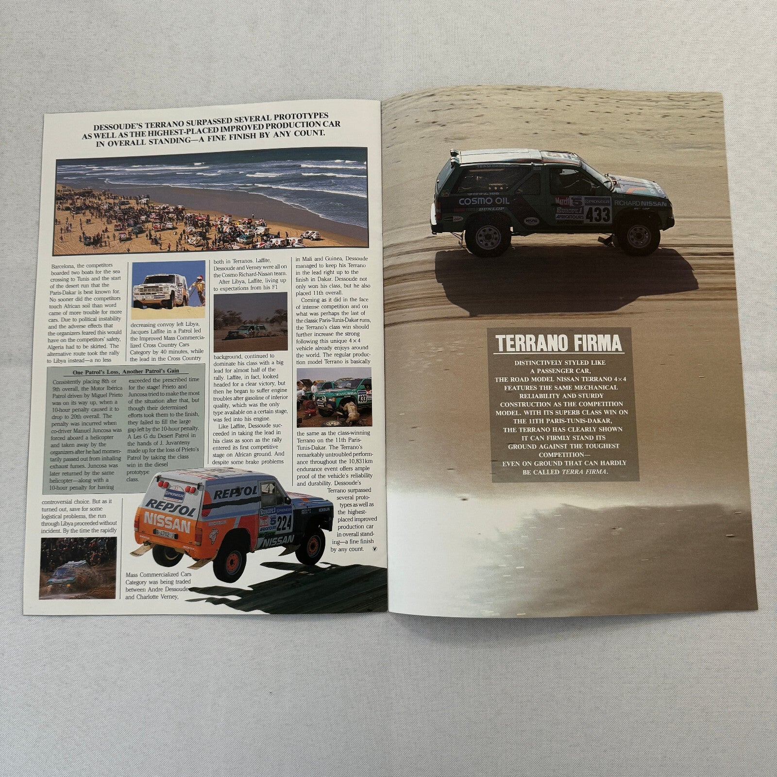 1989 Nissan Motorsports Factory Magazine Brochure Paris Dakar Rally Rallye