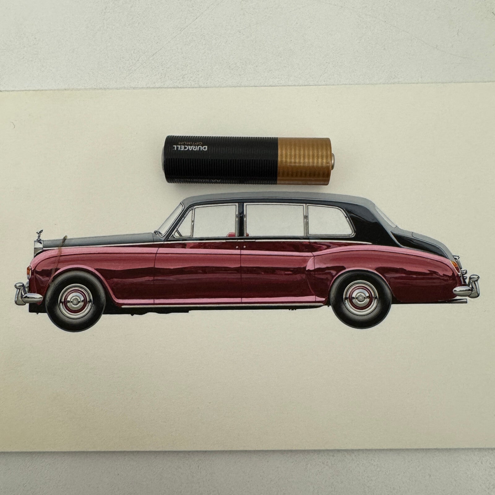 1963 Rolls Royce Phantom V Car Illustration Art Drawing Vintage Miniature